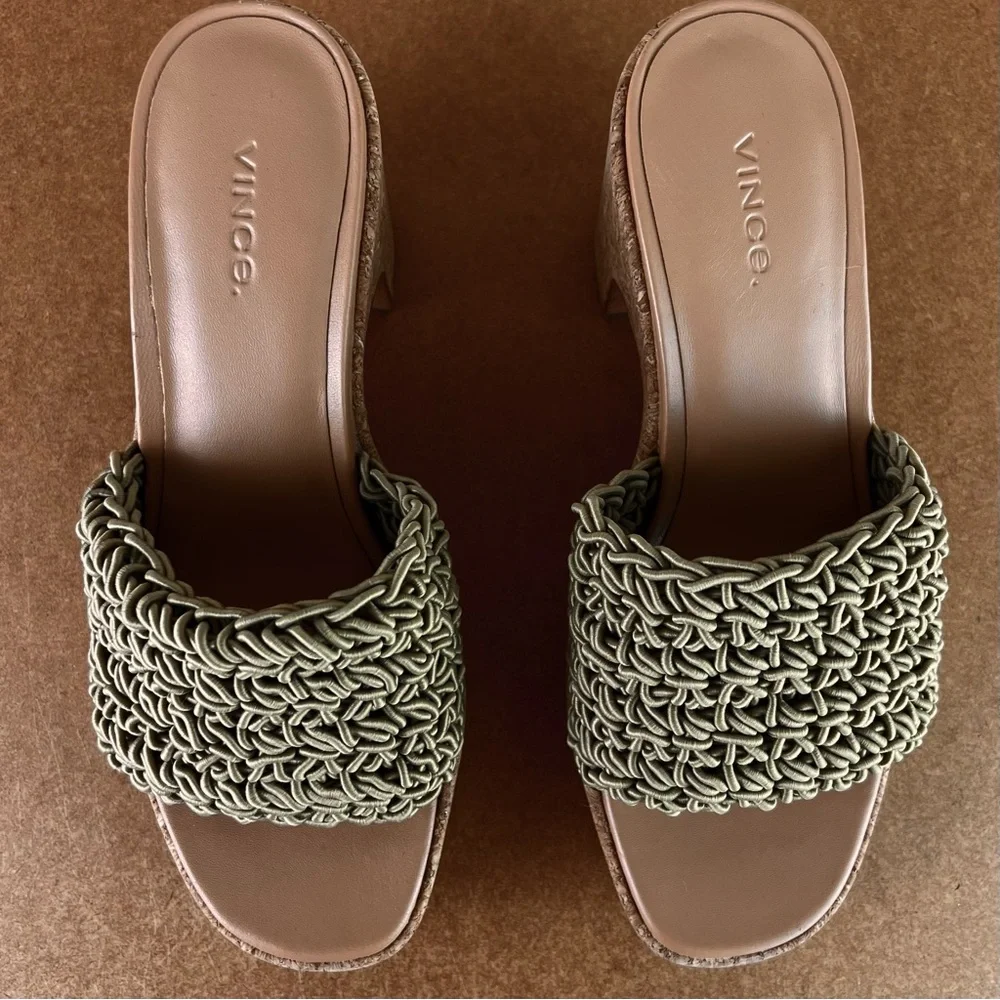 NEW VINCE CROCHET PLATFORM SANDALS - Picture 12 of 13